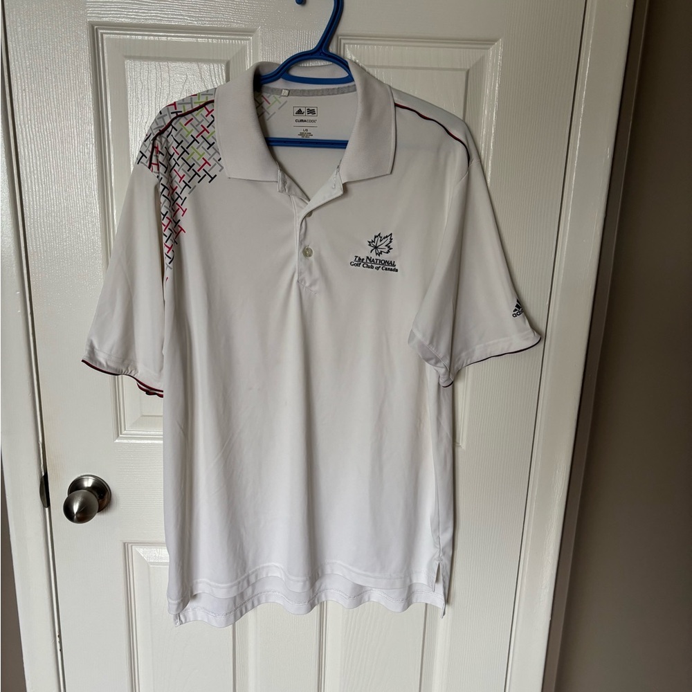 Adidas White Polo Shirt with Graphic Design